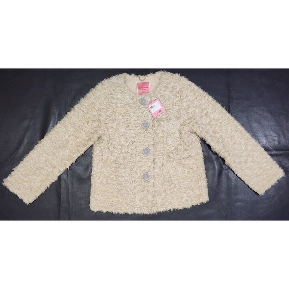 Kate Spade Faux Fur Jewel Button Jacket Womens Sz. M NWT